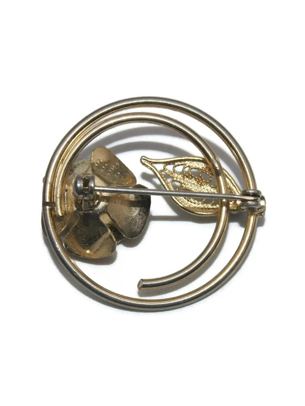 Vintage Sarah Coventry Rose Brooch, 1960s Gold Tone Floral Pin.